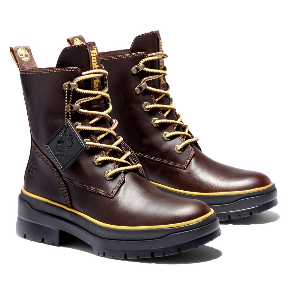 Botas Con Cordones Timberland Mujer Malynn Ek+ Waterproof Marrones Oscuro - Chile NOV-324051